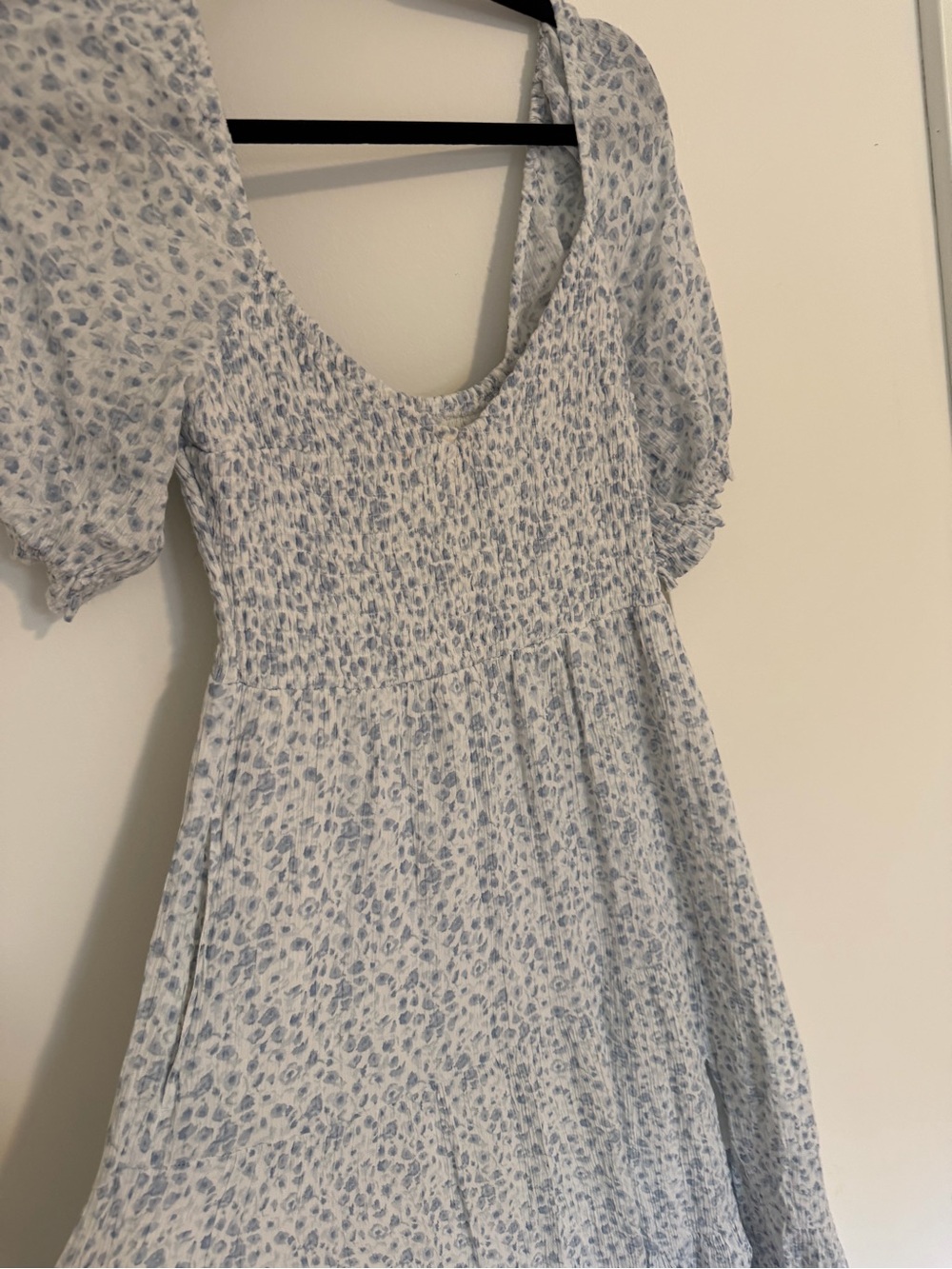 Abercrombie & Fitch White and Light Blue Floral Smocked Dress